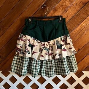 Vintage EnChanté western tiered wintergreen gingham skirt size 13